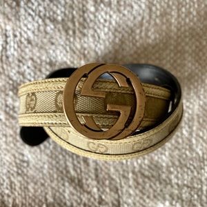 Gucci Interlocking G Leather and Canvas Belt